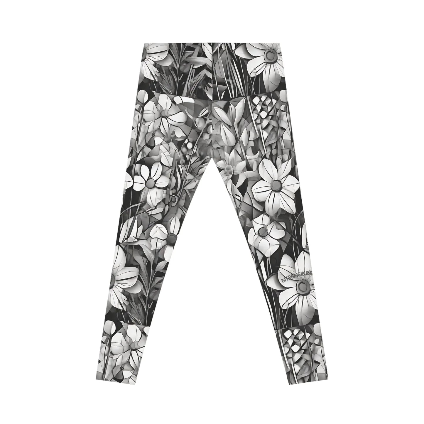 Women's Floral Leggings: Monochrome Black & White Design Trendy Printify