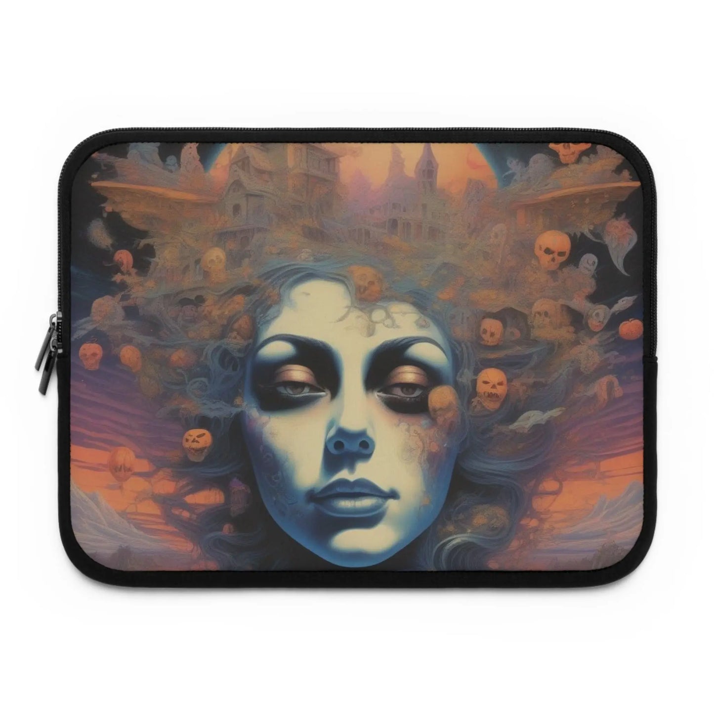 Halloween Goddess Laptop Sleeve Spooky Gift For Students and Halloween Lovers. Printify