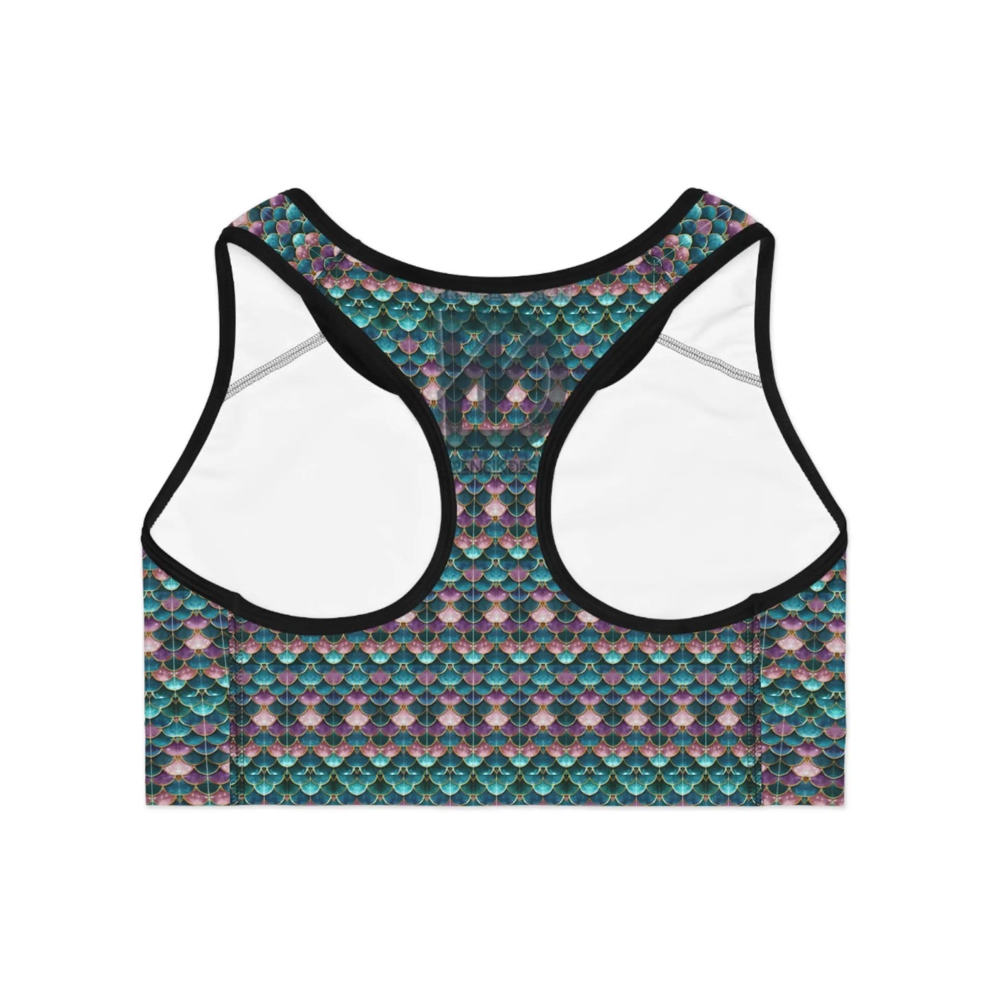 Rainbow Gem Fish Scale Yoga Sports Bra: High Support | Women's Active Wear | Vibrant Fitness Gear Printify