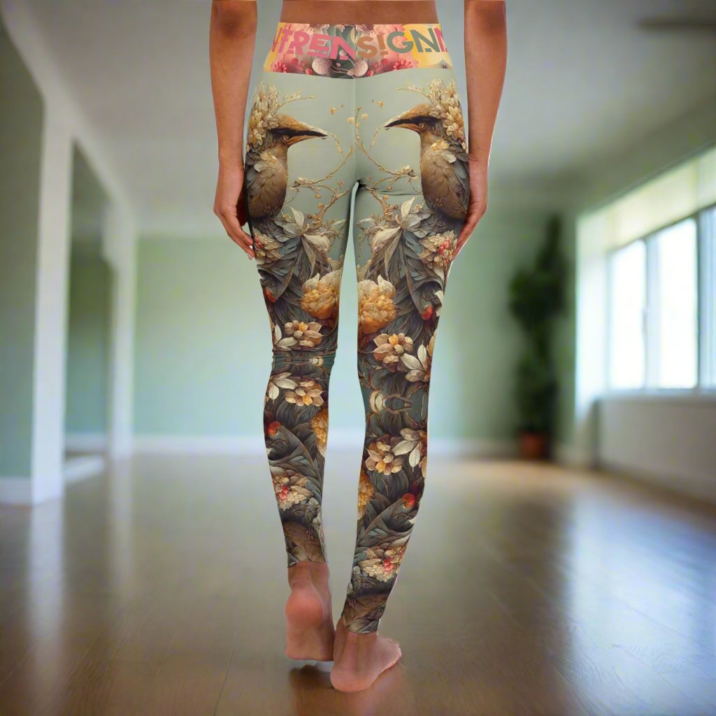 Comfortable Yoga Leggings, Colorful Leggings Design, Bird Leggings, Yoga Stretch Pants, Leggings Nature Yoga Pants. Printify