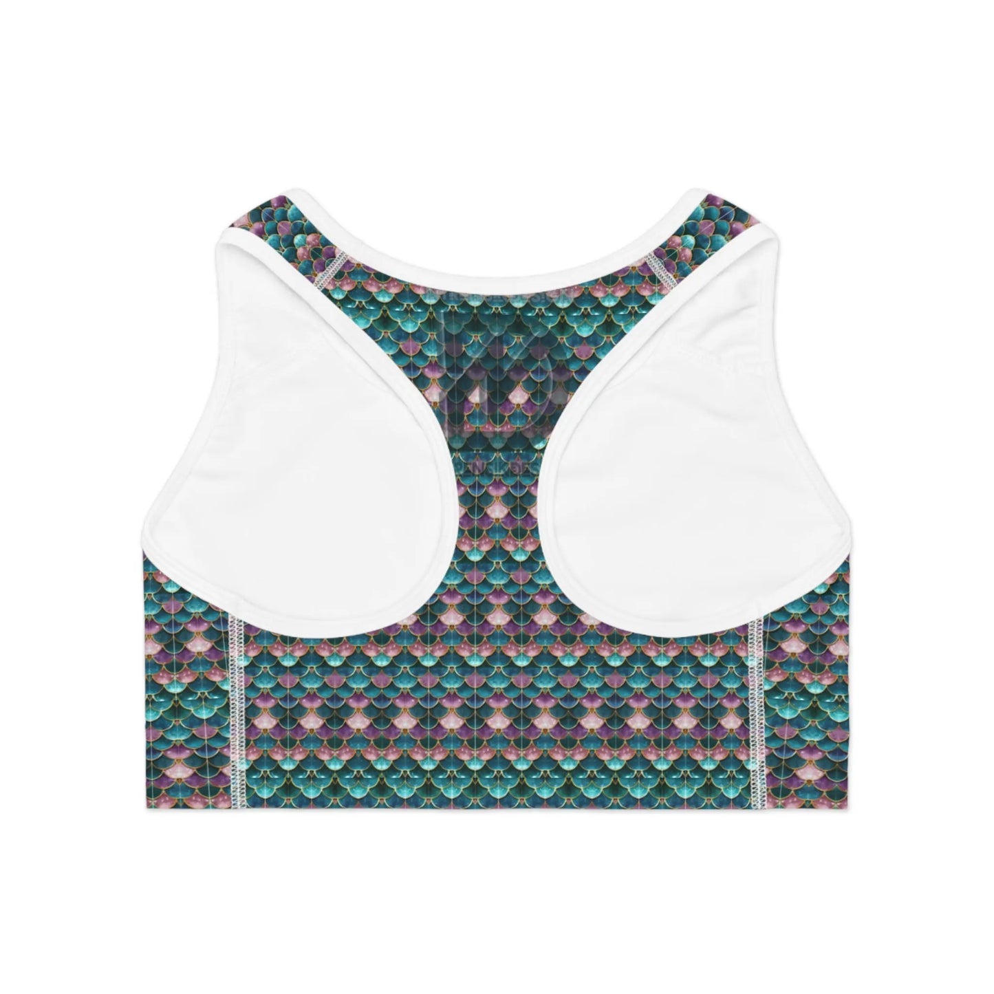 Rainbow Gem Fish Scale Yoga Sports Bra: High Support | Women's Active Wear | Vibrant Fitness Gear Printify