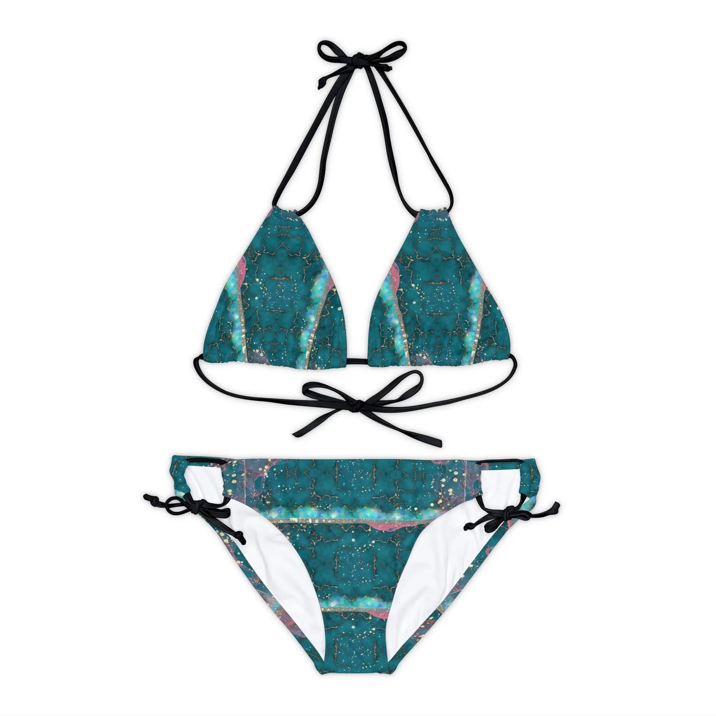 Galactic Lagoon Bikini - Vibrant Teal & Celestial Patterns, Perfect for Summer Beach Days Printify