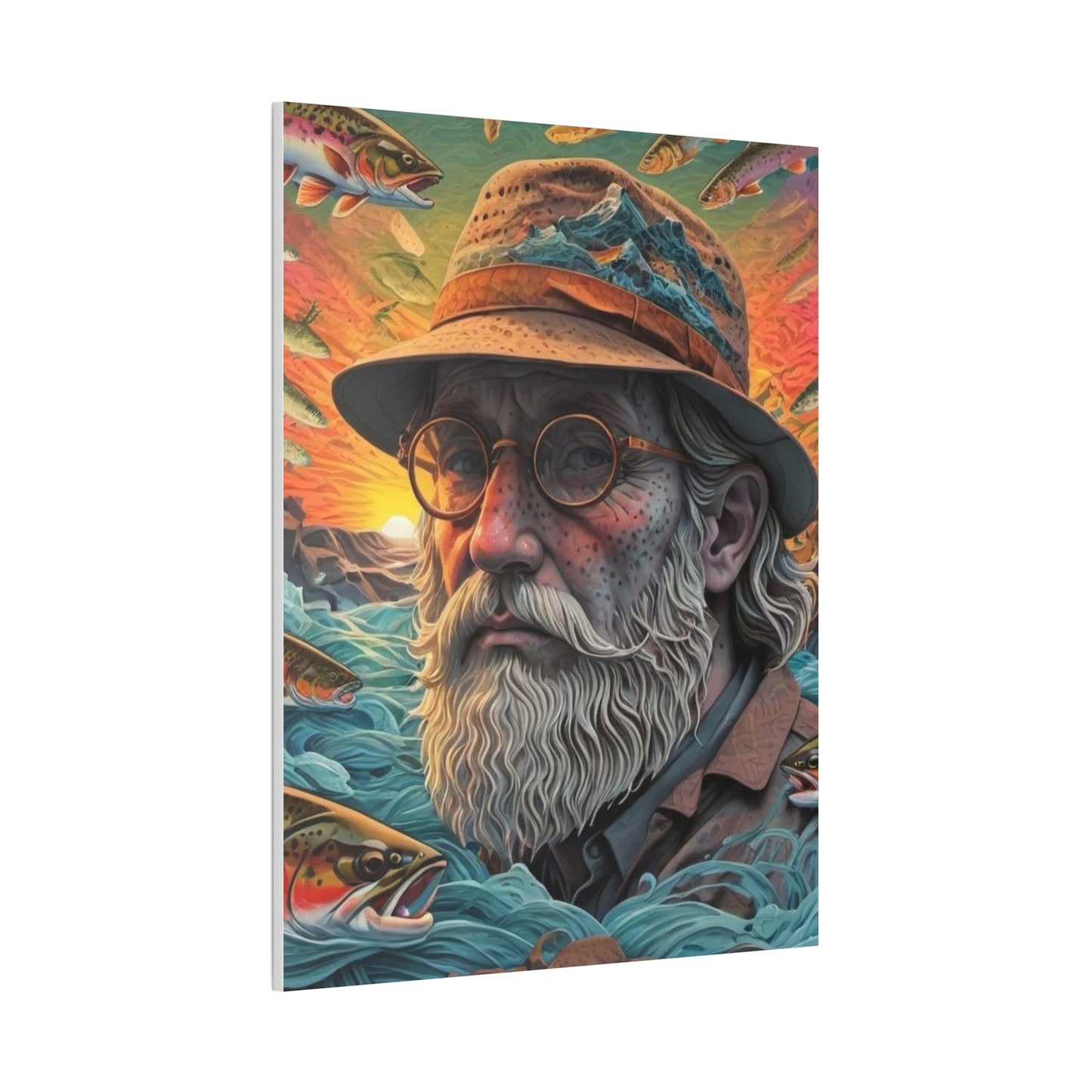 "The Fisherman's Odyssey: Reflections of Time and Nature" Printify