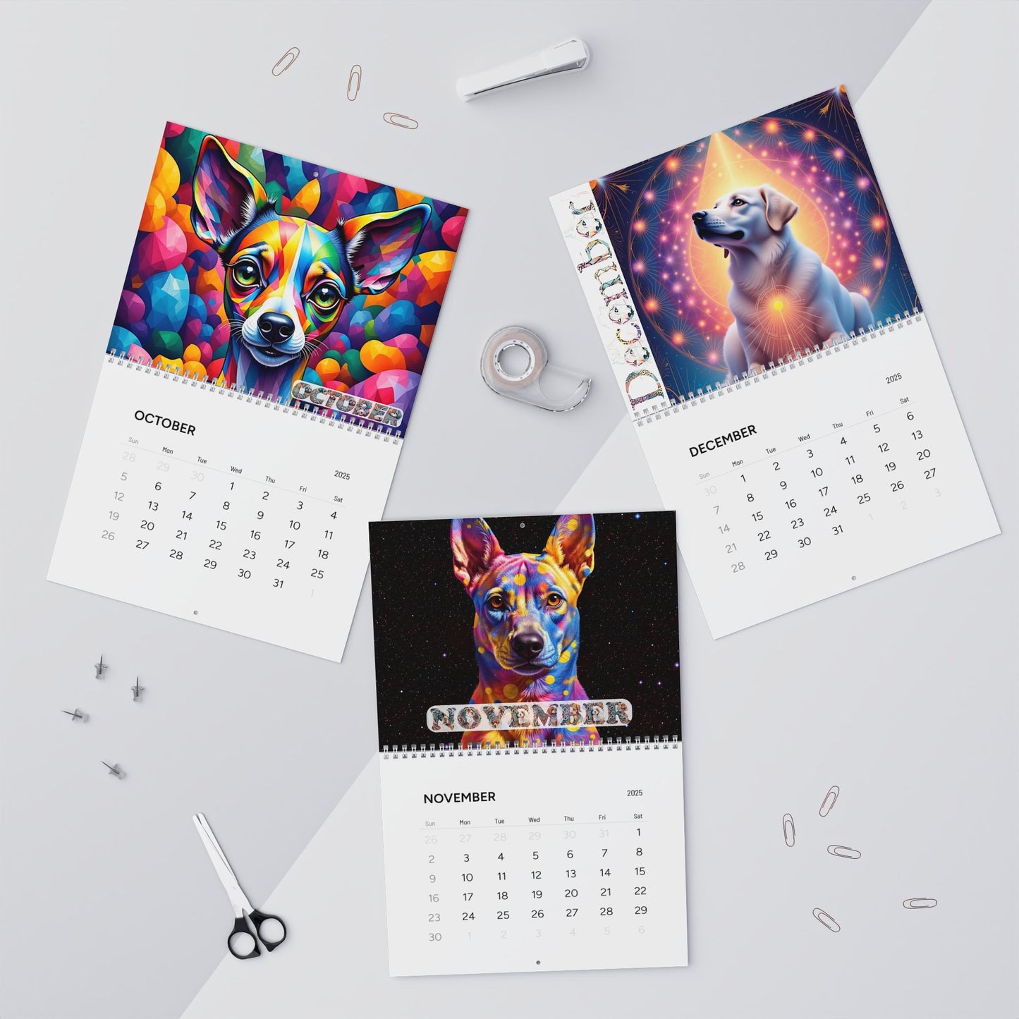 2025 Ntrensik Designs - Sacred Geometry Dog Calendar Printify