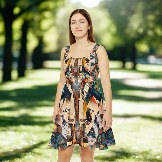 "Vibrant Asymmetrical Art Skater Dress – The Ultimate Expression of Style and Comfort" Printify