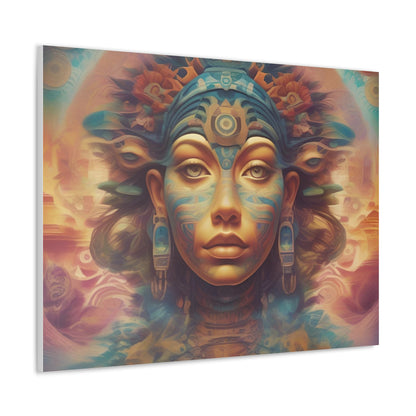 Vibrant Psychedelic Mayan Art Goddess Canvas Print - Unique Wall Art Printify