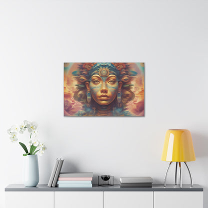 Vibrant Psychedelic Mayan Art Goddess Canvas Print - Unique Wall Art Printify