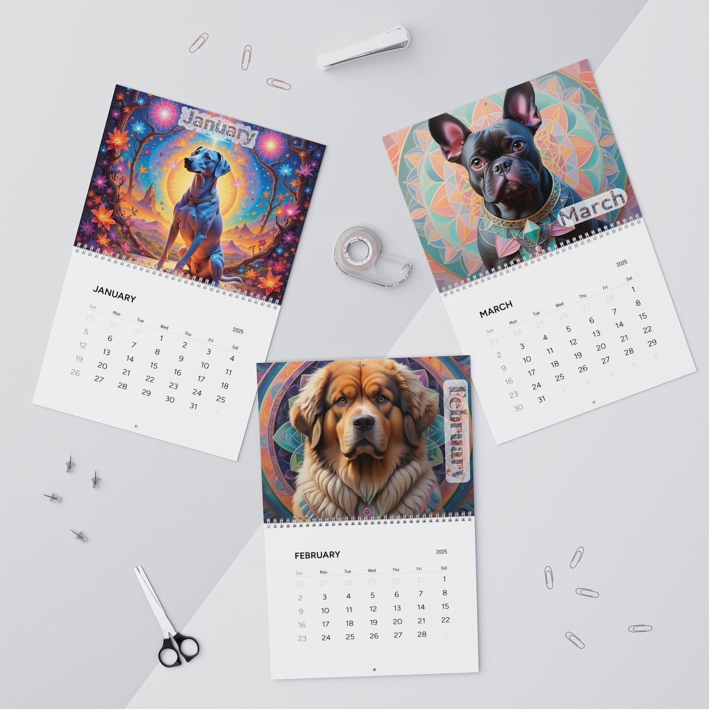 2025 Ntrensik Designs - Sacred Geometry Dog Calendar Printify