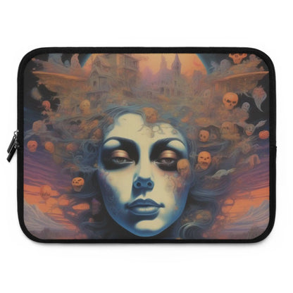 Halloween Goddess Laptop Sleeve Spooky Gift For Students and Halloween Lovers. Printify