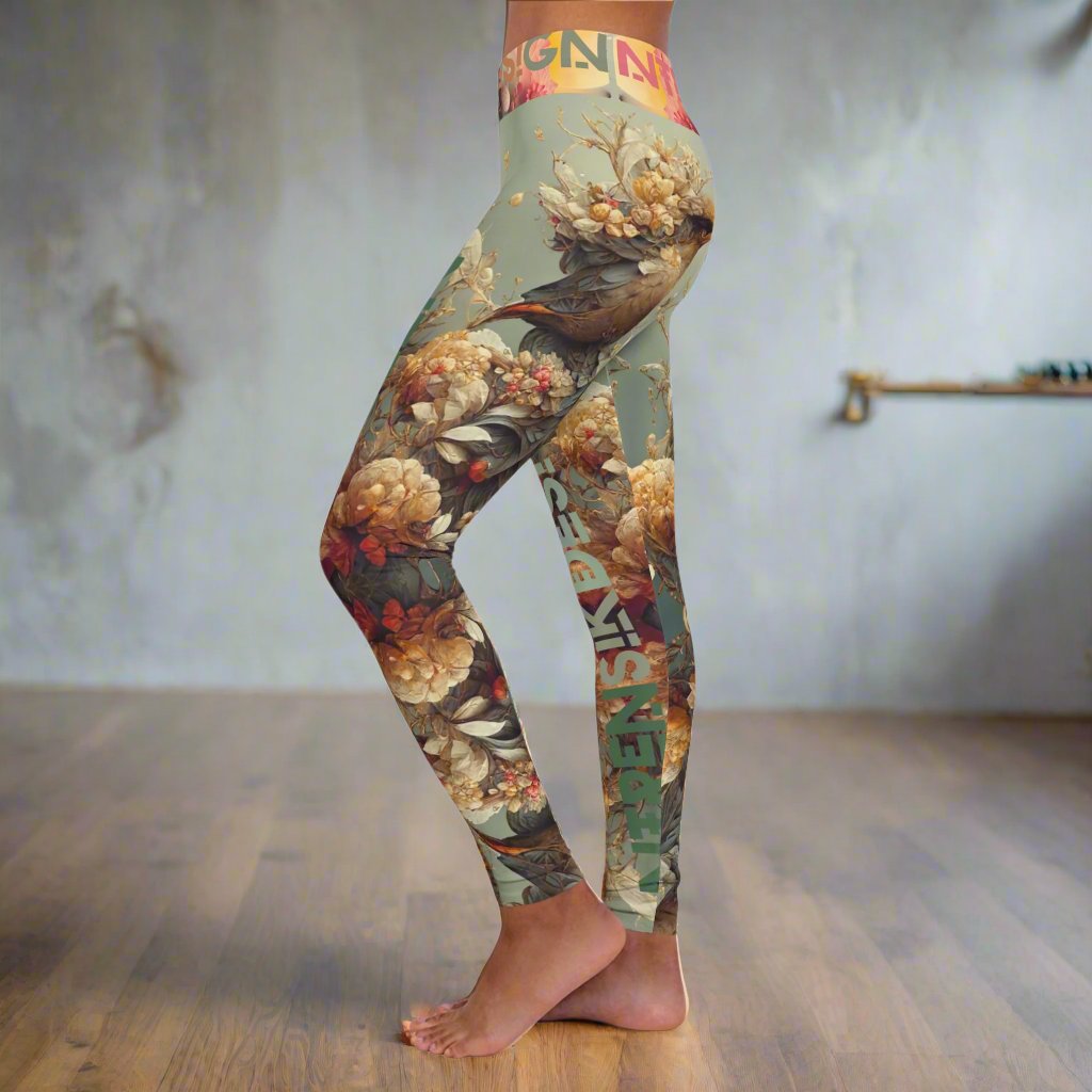 Comfortable Yoga Leggings, Colorful Leggings Design, Bird Leggings, Yoga Stretch Pants, Leggings Nature Yoga Pants. Printify