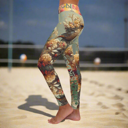 Comfortable Yoga Leggings, Colorful Leggings Design, Bird Leggings, Yoga Stretch Pants, Leggings Nature Yoga Pants. Printify