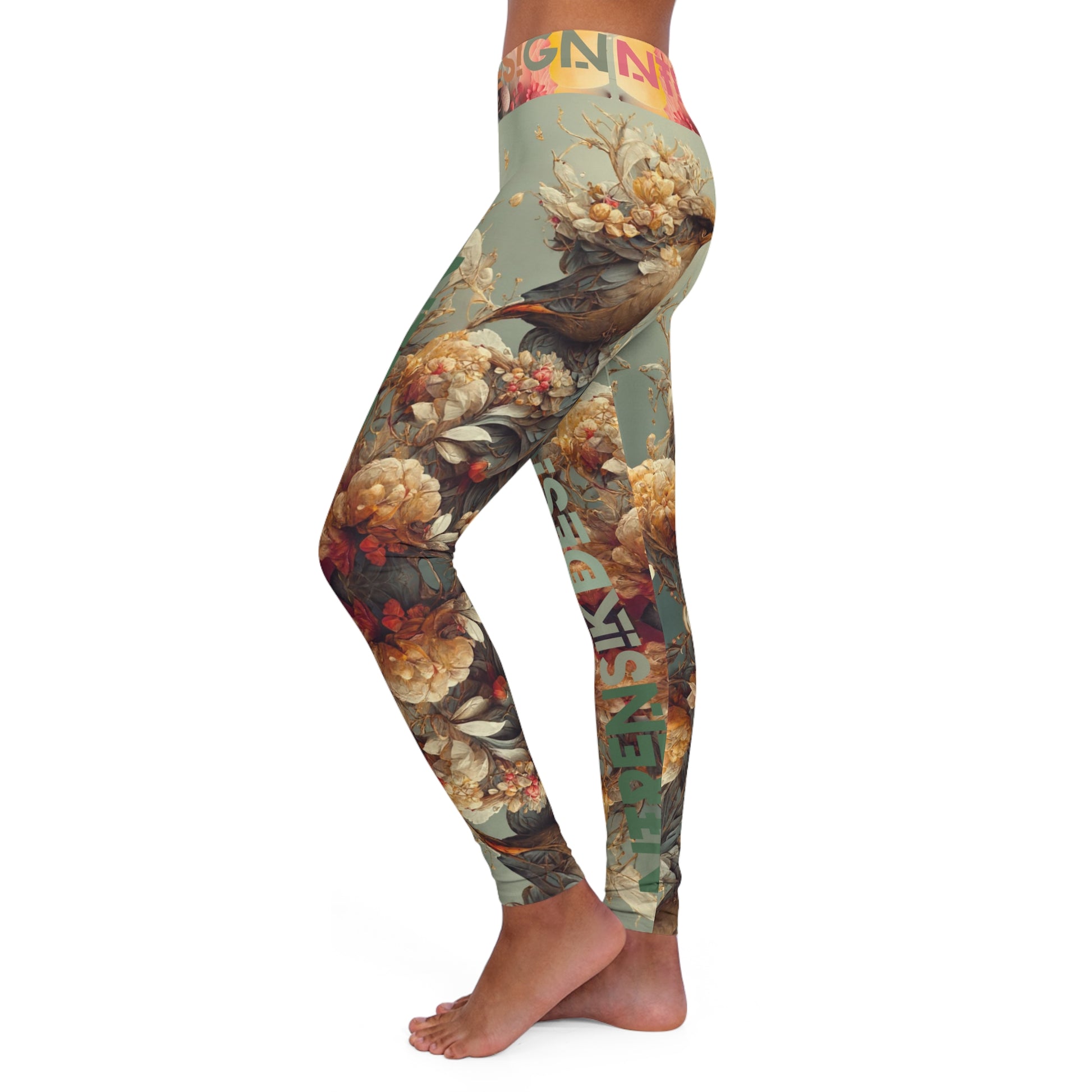 Comfortable Yoga Leggings, Colorful Leggings Design, Bird Leggings, Yoga Stretch Pants, Leggings Nature Yoga Pants. Printify