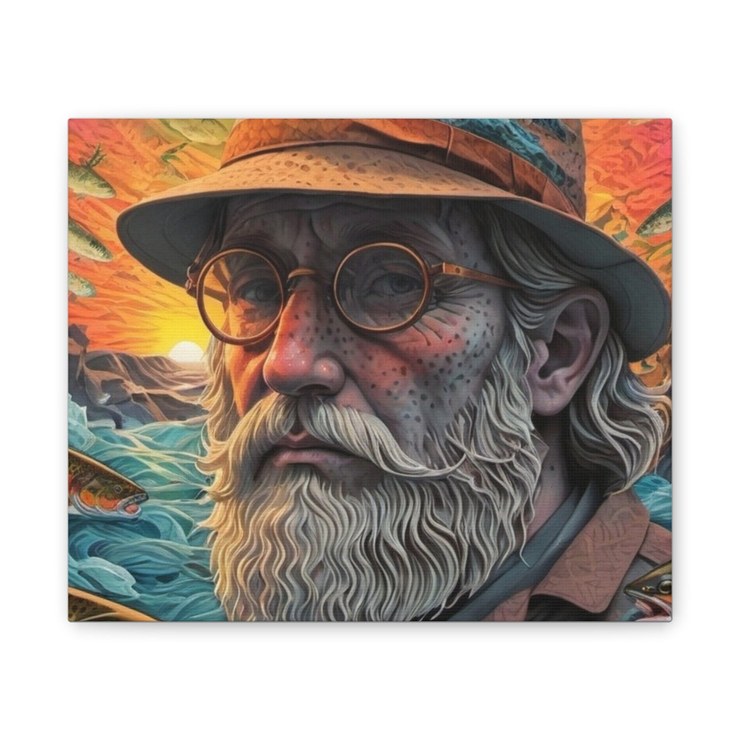 "The Fisherman's Odyssey: Reflections of Time and Nature" Printify