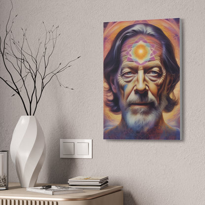 Psychedelic Watts Portrait - Sacred Geometry Canvas Art - Stretched & Matte Finish Printify