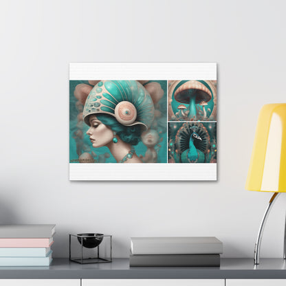 Teal Peacock Mushroom Goddess #3 Wall Art Deco - Bohemian Home Decor Printify