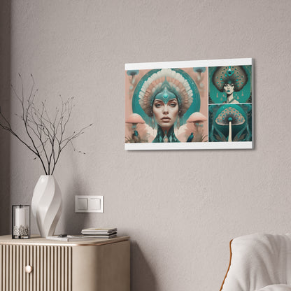 Teal Peacock Mushroom Goddess #4 Wall Art Deco - Bohemian Home Decor Printify