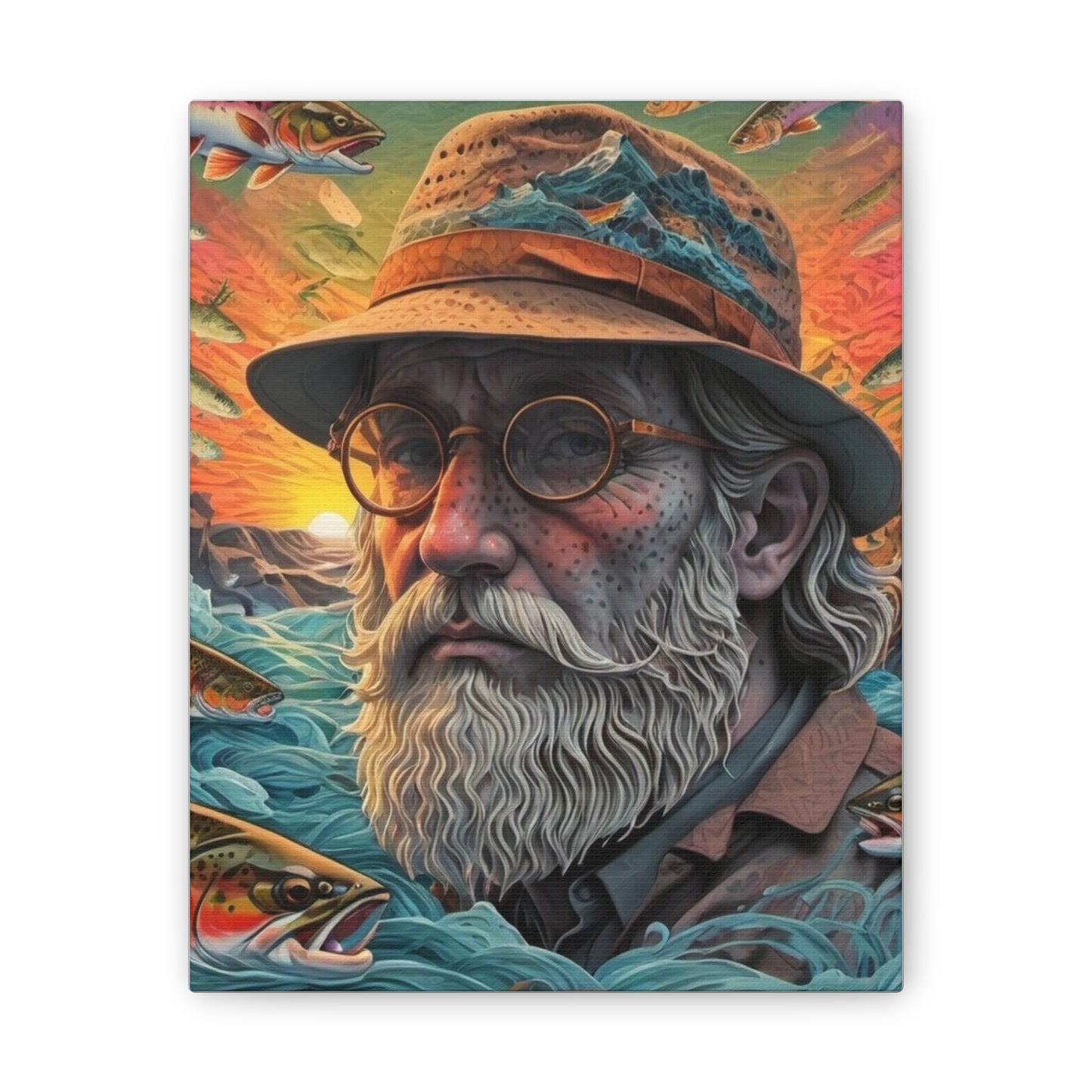 "The Fisherman's Odyssey: Reflections of Time and Nature" Printify