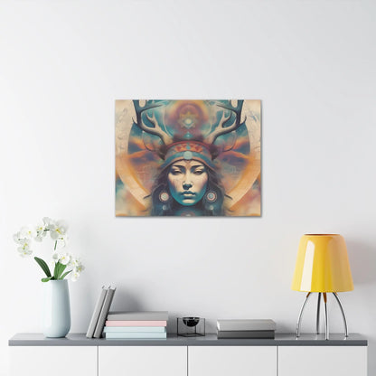 Vibrant Psychedelic Elk Goddess Art Print - Native American Inspired Decor Printify