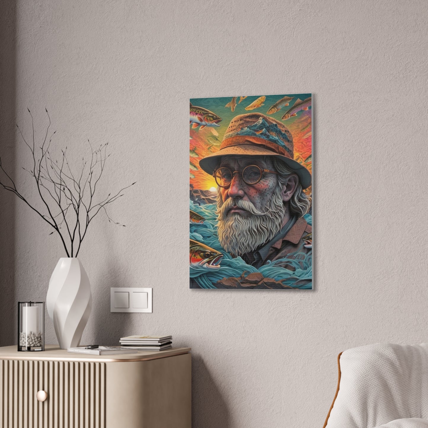 "The Fisherman's Odyssey: Reflections of Time and Nature" Printify