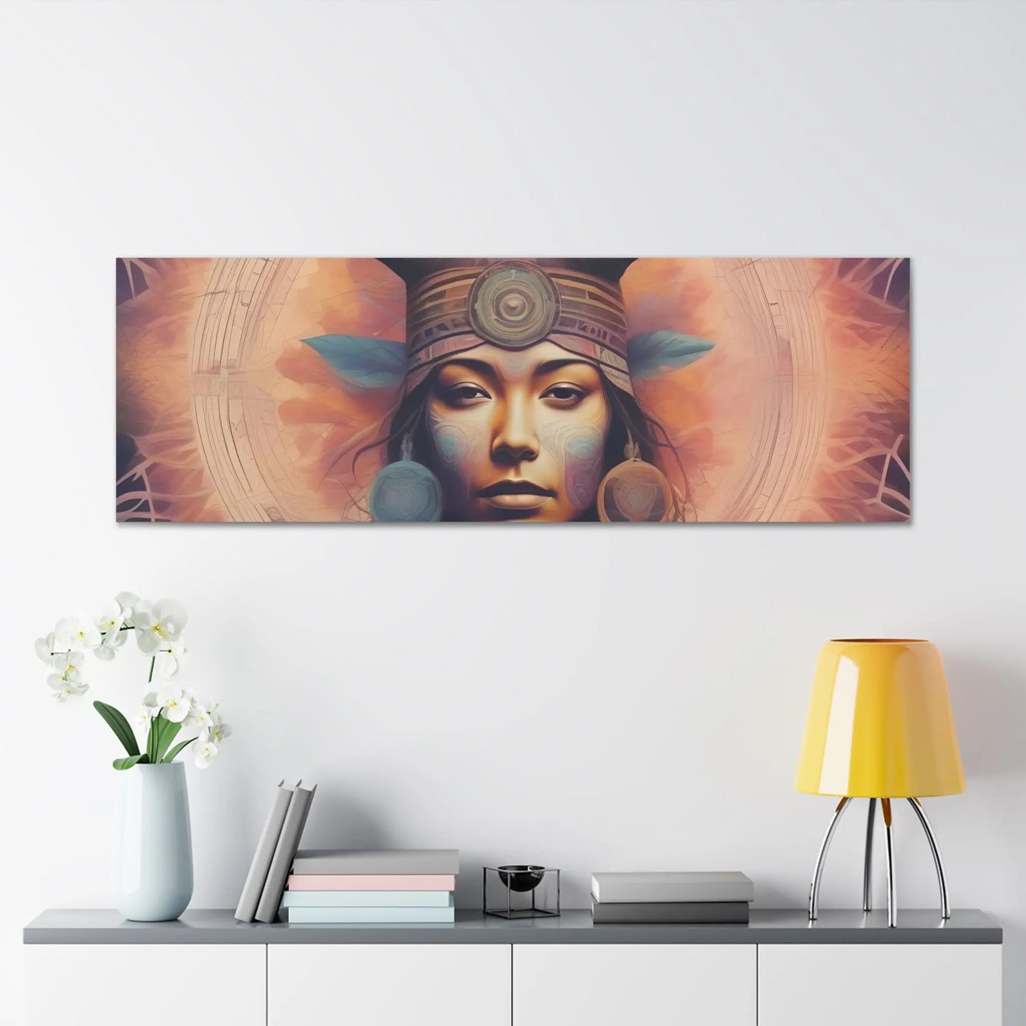 Vibrant Psychedelic Native Elk Goddess Canvas Print - Unique Wall Art Printify