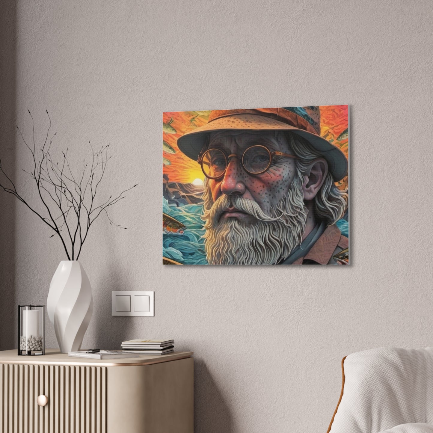 "The Fisherman's Odyssey: Reflections of Time and Nature" Printify