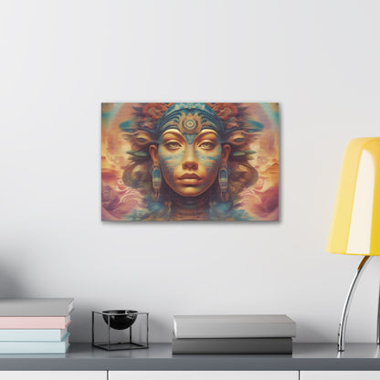 Vibrant Psychedelic Mayan Art Goddess Canvas Print - Unique Wall Art Printify