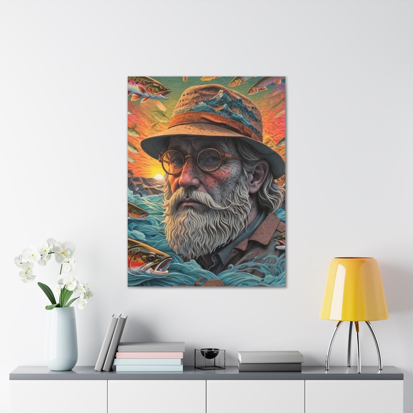 "The Fisherman's Odyssey: Reflections of Time and Nature" Printify