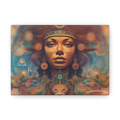 Vibrant Psychedelic Mayan Jaguar Goddess Canvas Print - Unique Wall Art Printify