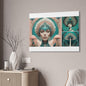 Teal Peacock Mushroom Goddess #4 Wall Art Deco - Bohemian Home Decor Printify