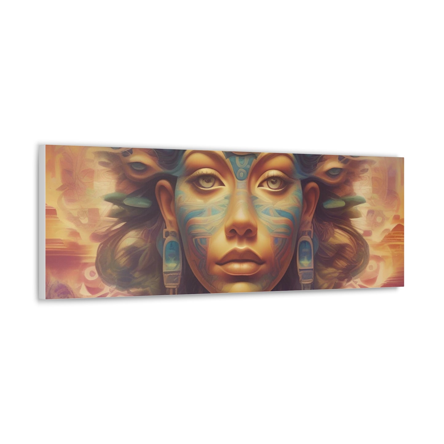 Vibrant Psychedelic Mayan Art Goddess Canvas Print - Unique Wall Art Printify