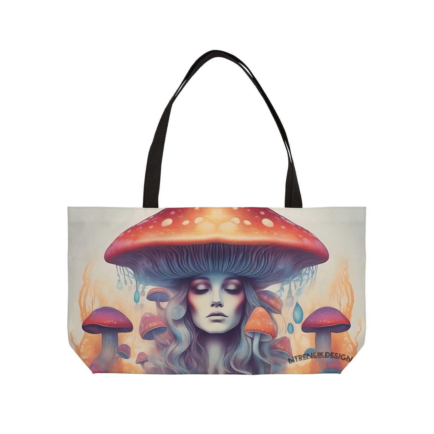 Mushroom Goddess Lithograph Boho Tote Bag - Ethereal Weekend Printify