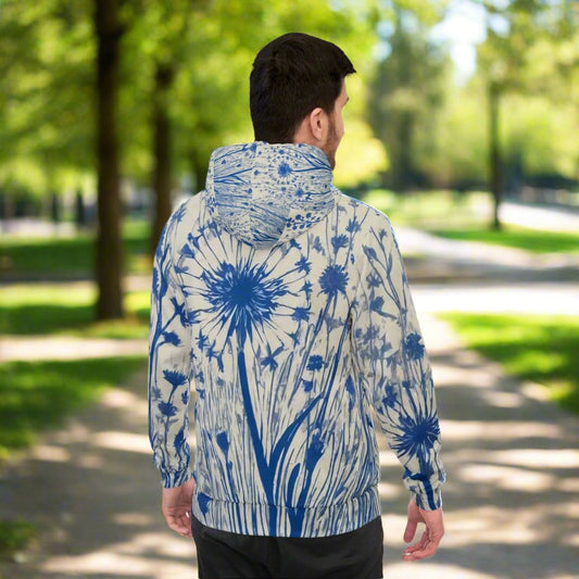 Blue Willow China Hoodie: Cottagecore Dandelion Unisex Hooded Sweatshirt Printify