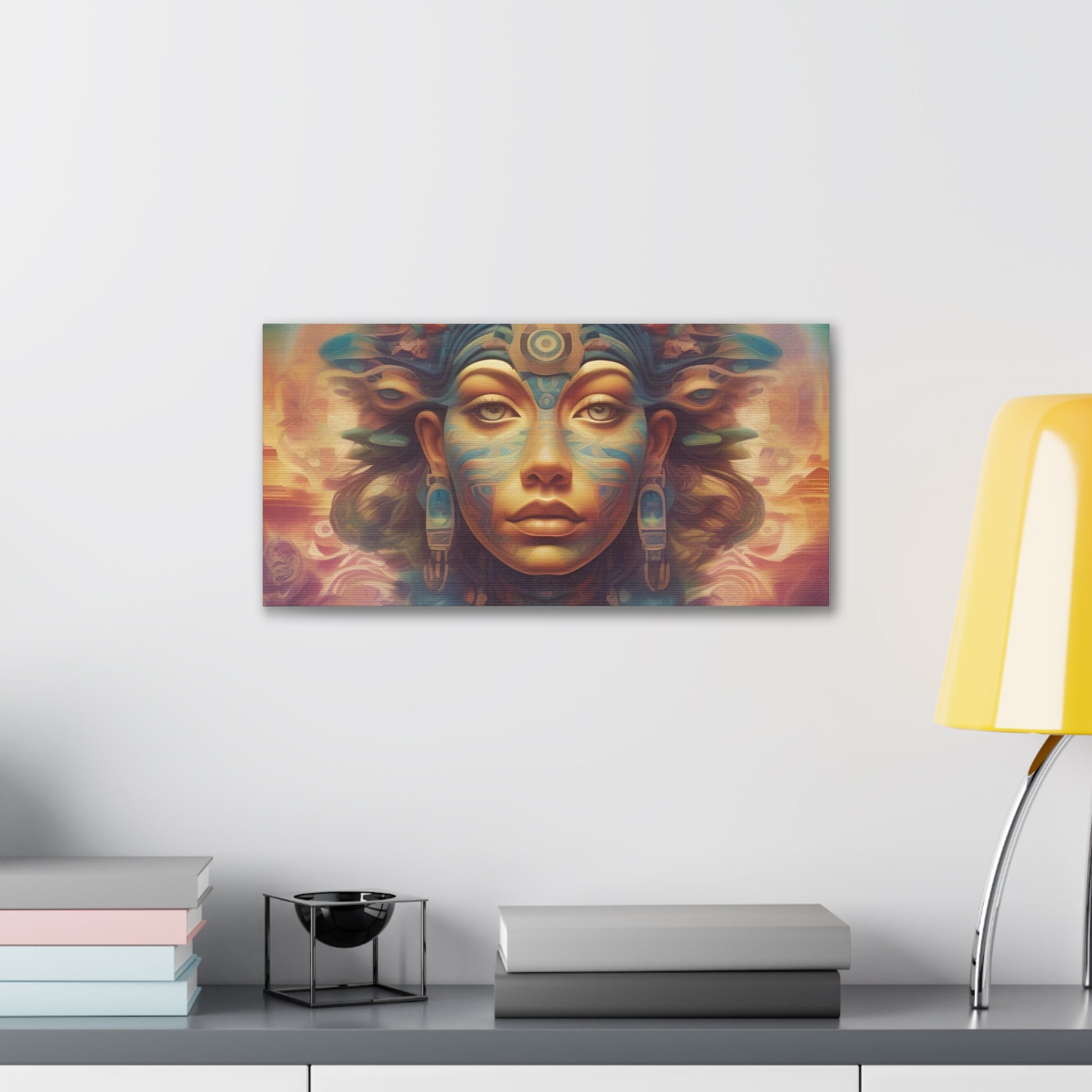 Vibrant Psychedelic Mayan Art Goddess Canvas Print - Unique Wall Art Printify