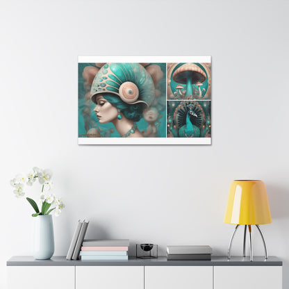 Teal Peacock Mushroom Goddess #3 Wall Art Deco - Bohemian Home Decor Printify