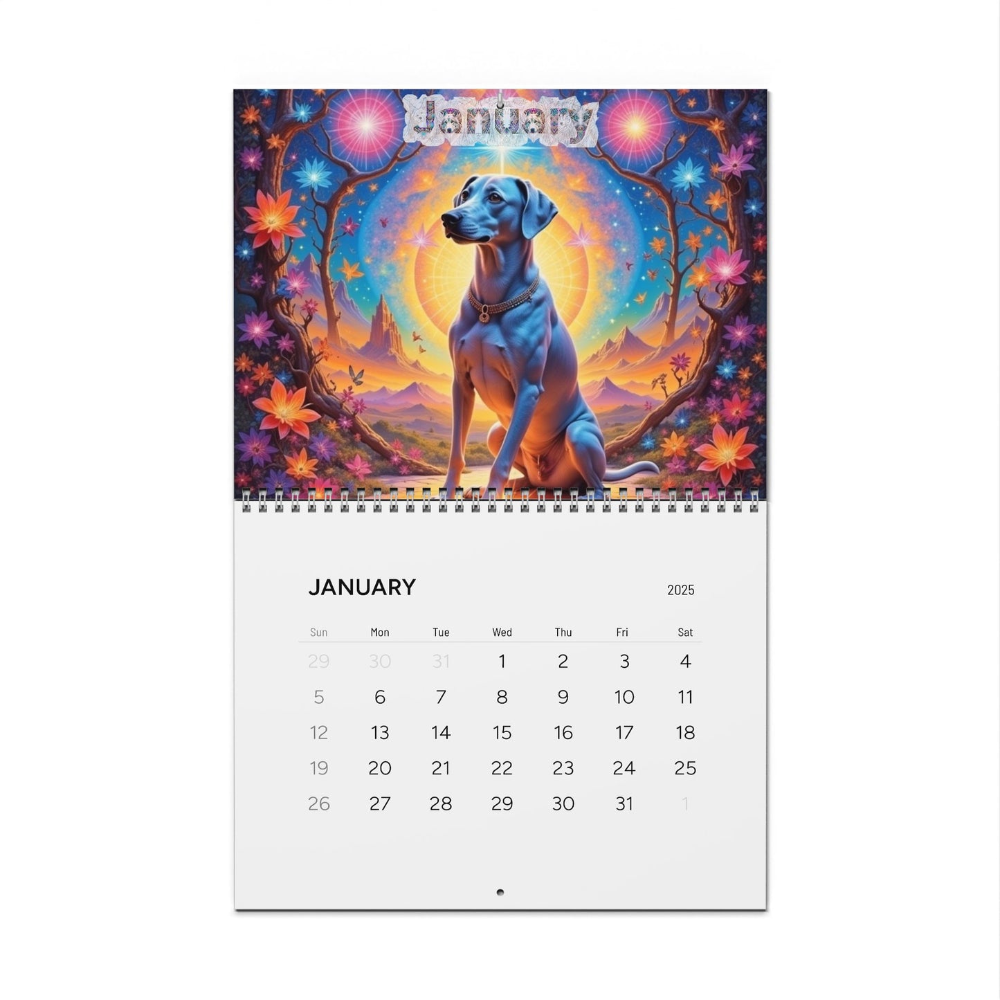 2025 Ntrensik Designs - Sacred Geometry Dog Calendar Printify