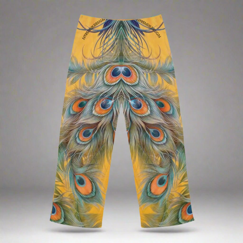 Men's Elegant Pajama Pants - Golden Peacock Design, Cozy Nightwear -  Premium Collection Printify