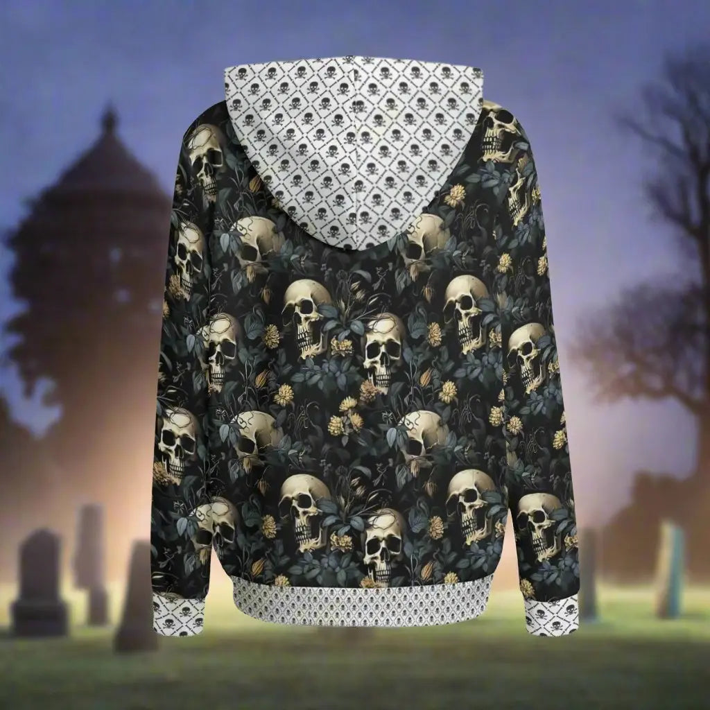 Gothic Skull Floral Hoodie - Women's Hoodie Yoycol