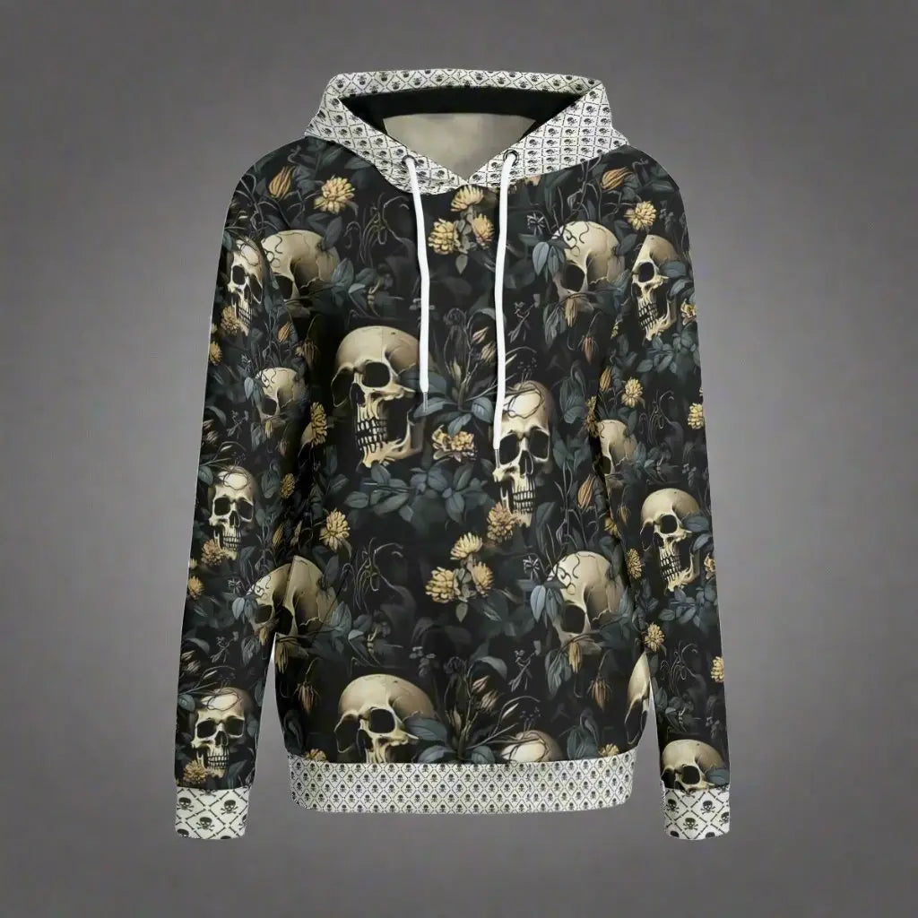 Gothic Skull Floral Hoodie - Women's Hoodie Yoycol