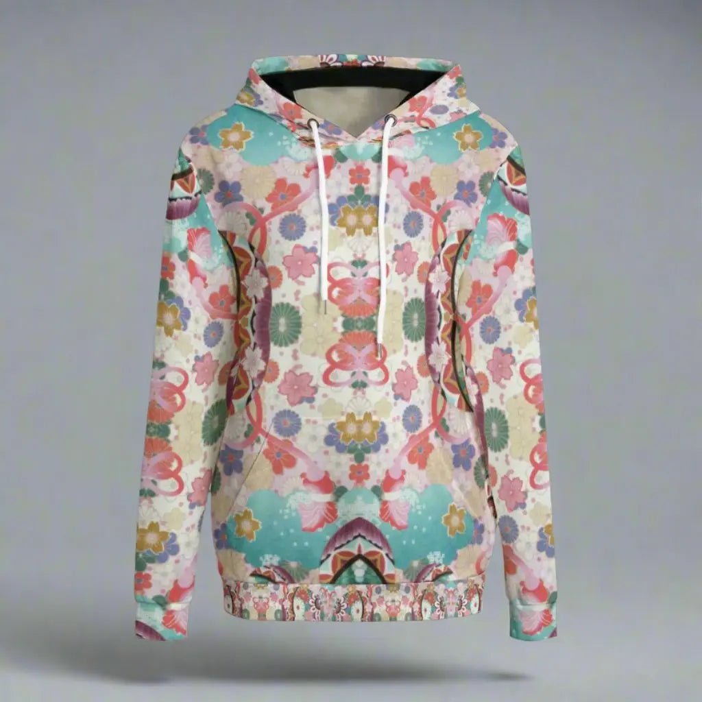 Floral Vintage Pattern Hoodie - Colorful Pullover with Drawstring Hood - Perfect for Cozy and Stylish Everyday Wear Yoycol