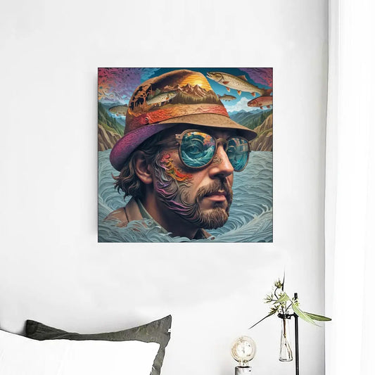 Dreams of Fishing II Framed Single Piece Mural | Square Yoycol