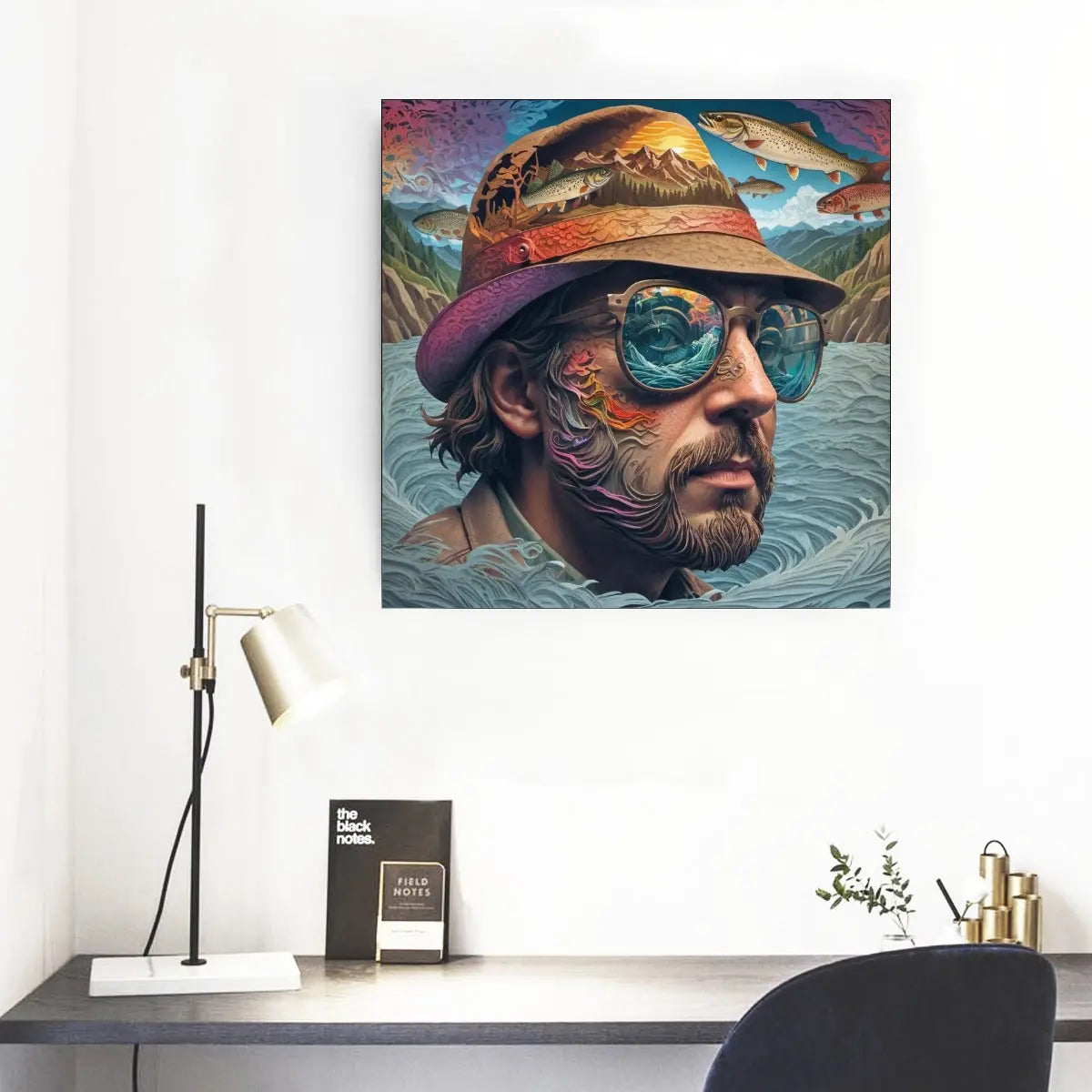 Dreams of Fishing II Framed Single Piece Mural | Square Yoycol