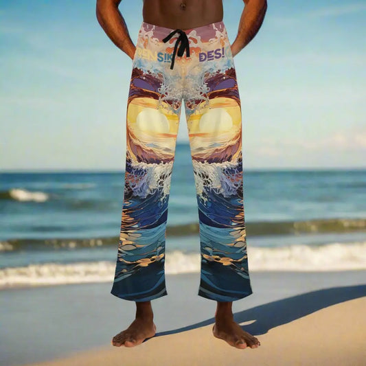 Dreamscape Festival Pants: Sunset Serenity Oceanic Views for Ultimate Comfort and Trendy Style Printify