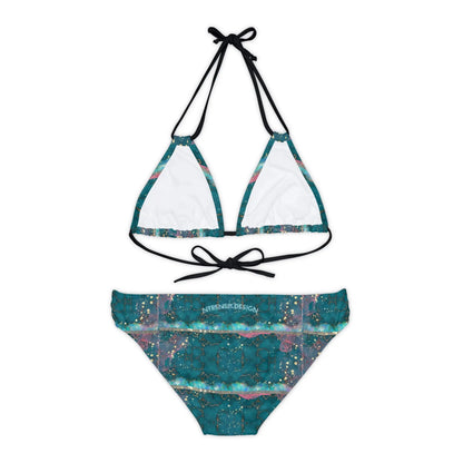 Galactic Lagoon Bikini - Vibrant Teal & Celestial Patterns, Perfect for Summer Beach Days Printify