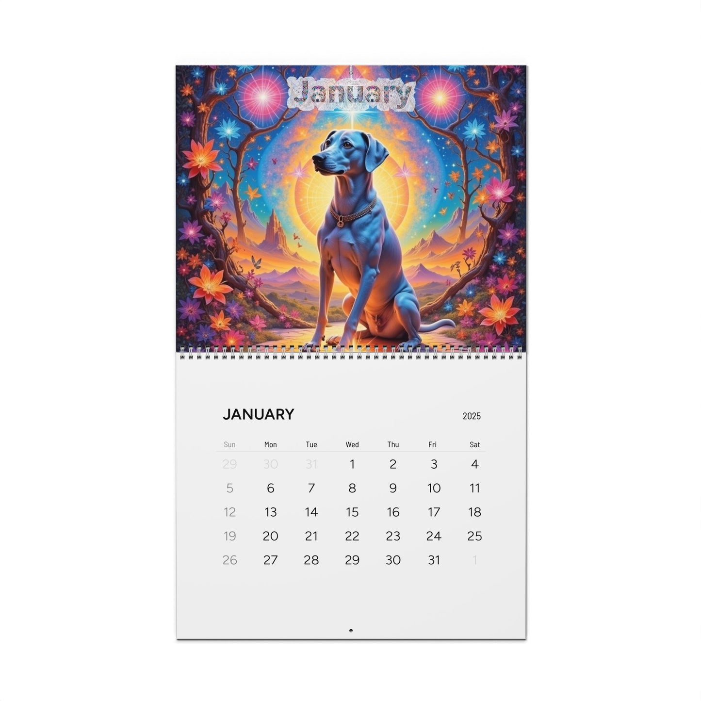 2025 Ntrensik Designs - Sacred Geometry Dog Calendar Printify