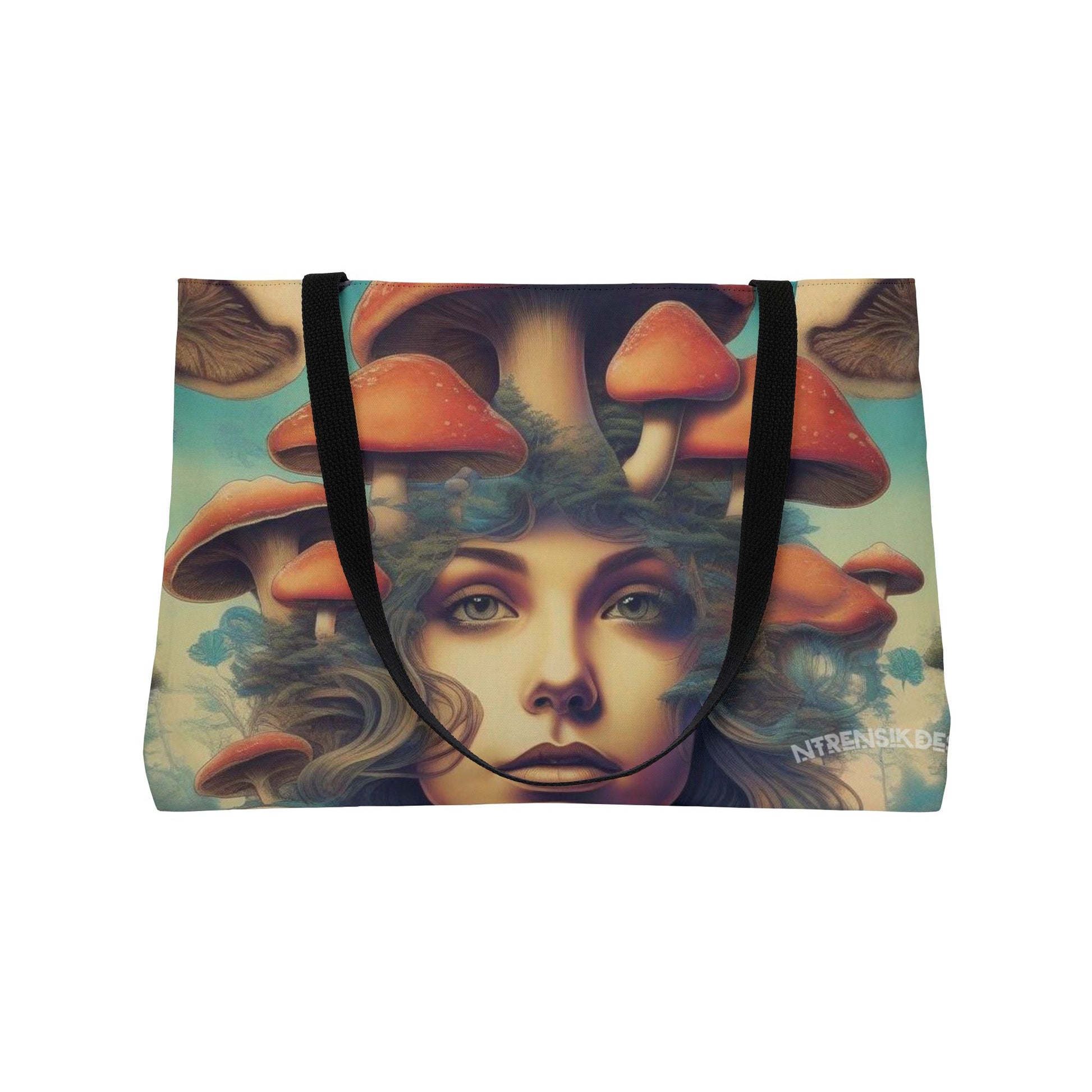 Mushroom Goddess Lithograph Boho Tote Bag - Ethereal Weekend Travel Printify