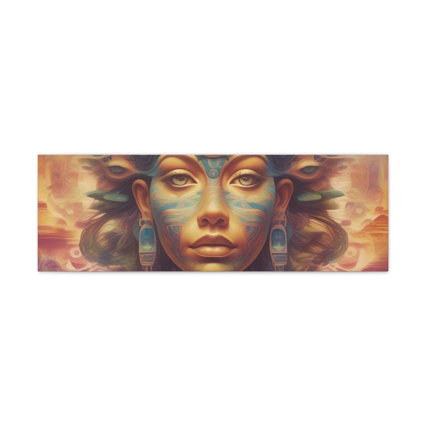 Vibrant Psychedelic Mayan Art Goddess Canvas Print - Unique Wall Art Printify