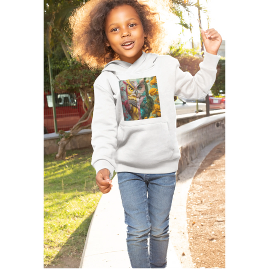 Kids Colorful Owl Cotton Hoodie Printify