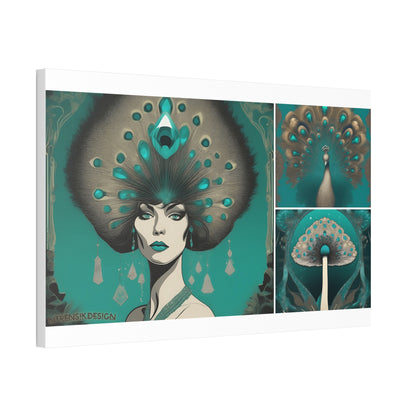 Teal Peacock Mushroom Goddess #1 Wall Art Deco - Bohemian Home Decor Printify