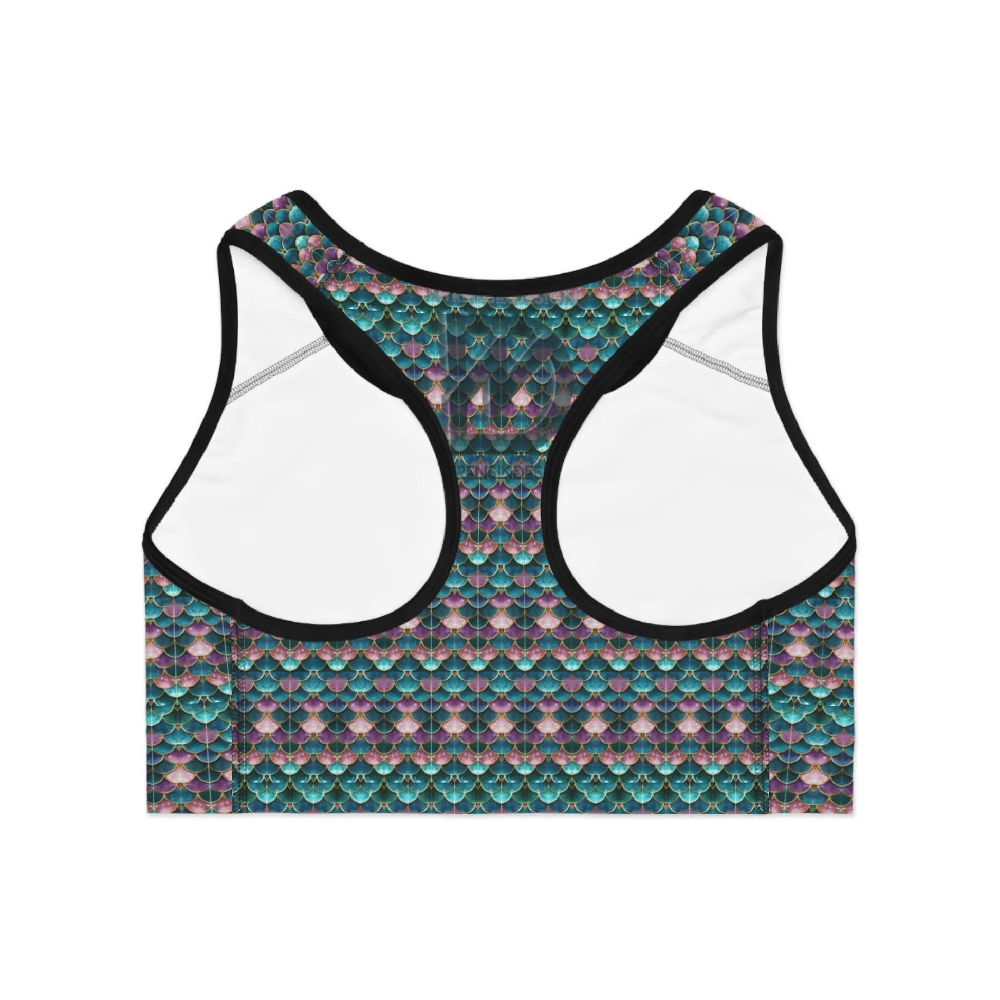 Rainbow Gem Fish Scale Yoga Sports Bra: High Support | Women's Active Wear | Vibrant Fitness Gear Printify