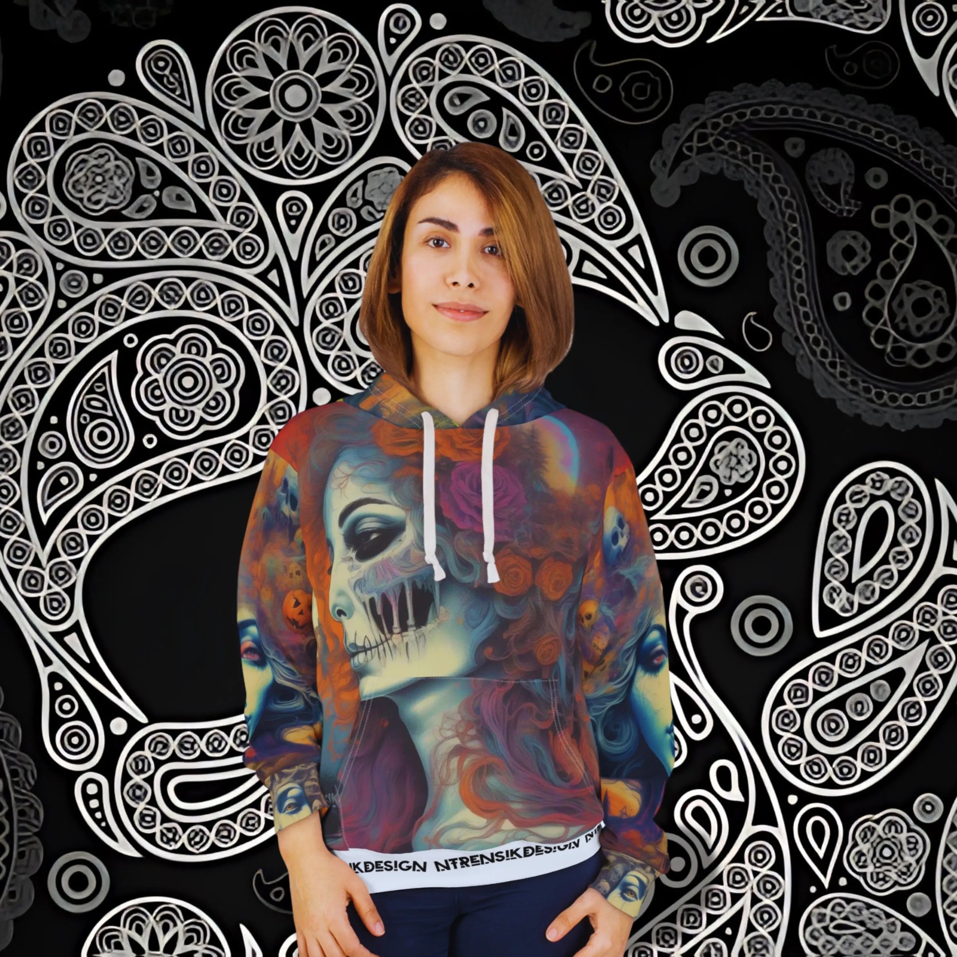 Dia De Los Muertos Halloween Goddess Unisex Pullover Hoodie Printify